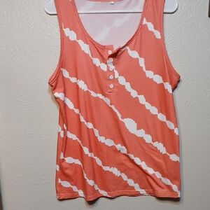 🧡NWOT Coral and White Sleeveless Top